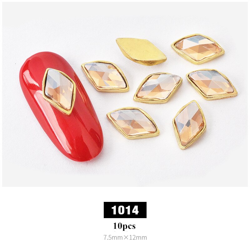 10 pièces breloque alliage Base 3D Nail Art strass décorations à dos plat brillant cristal bijoux diamants manucure accessoires: 1014