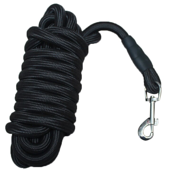 Hond Nylon Leash Lange Tracking Ronde Touw Outdoor Walking Training Huisdier Lead Riemen Voor Kleine Medium Grote Honden 5M/10M/15M: Black / L-15m