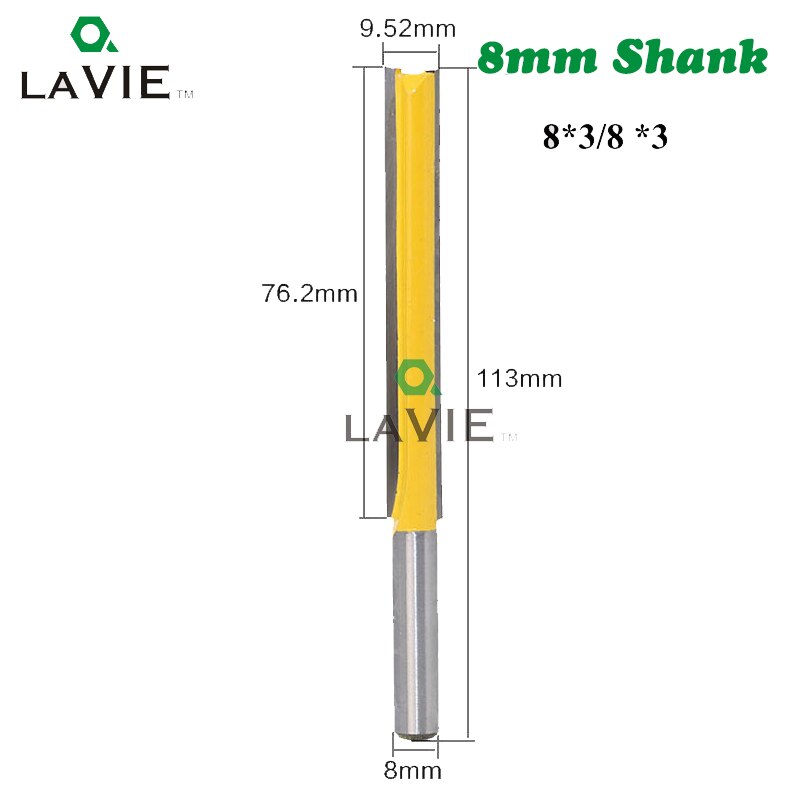 LA VIE 8mm tige 50mm 77mm longue fraise droite 1/2 "fraisage diamètre de coupe bord coupe du bois coupe couteau MC02009: 8x9.52x76mm
