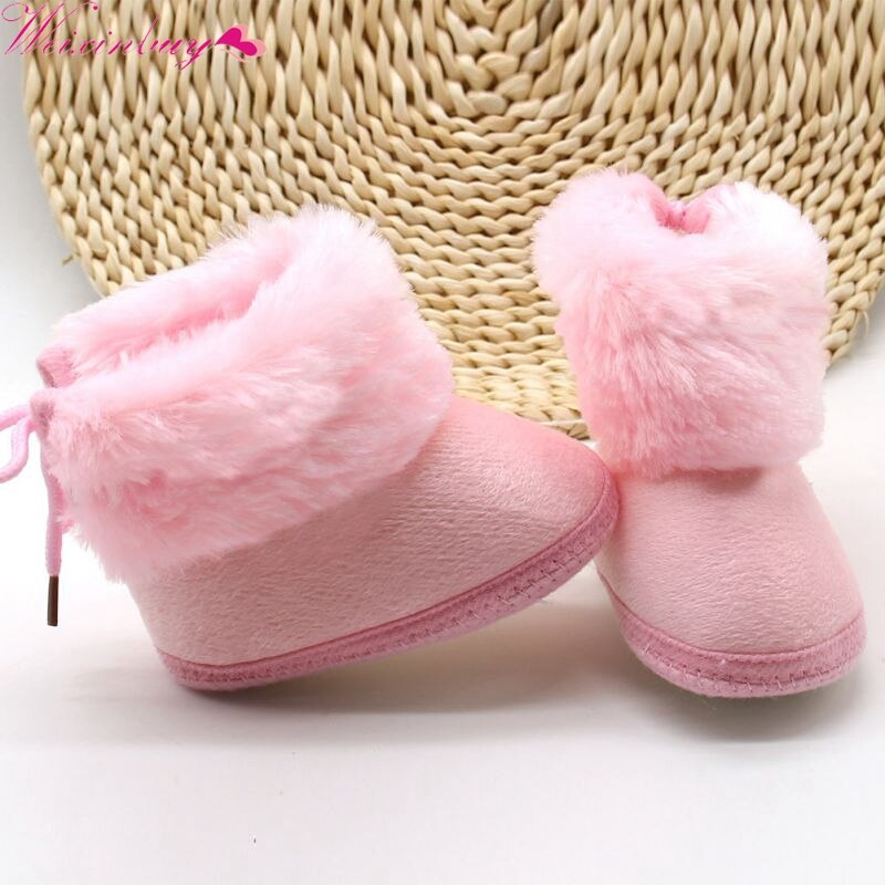 Botas de bebé para niña, zapatos cálidos de invierno, botas de nieve niño pequeño con nudo de mariposa, botines de suela suave de terciopelo antideslizantes para bebé