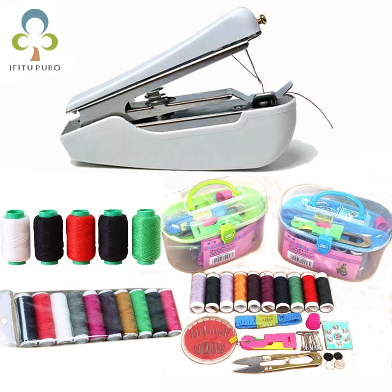 1Set Mini portátil de costura Manual y máquina de coser threadSimple operación herramientas de costura tela mano costura herramienta ZXH