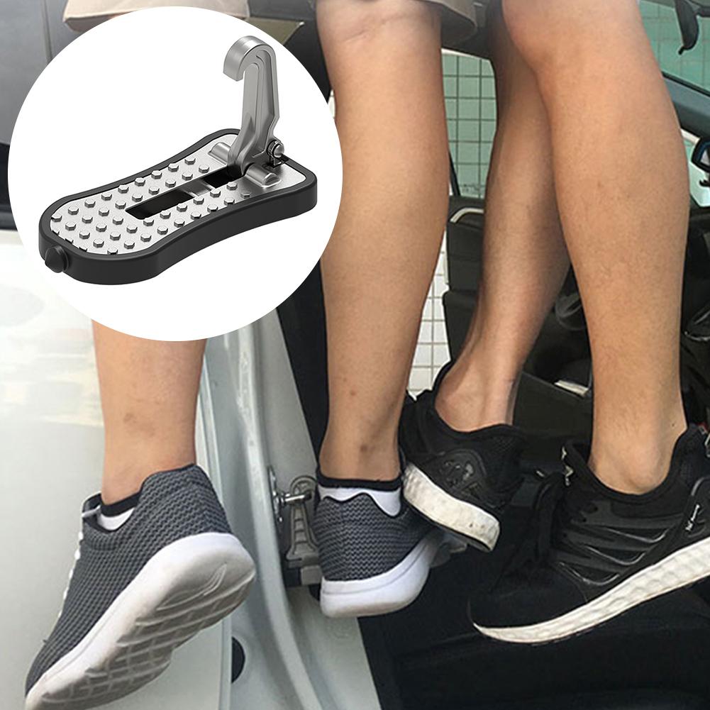 Universal Foldable Car Door Step Aluminium Alloy Folding Foot Pedal Auto Rooftop Auxiliary Hook Pedal Doorstep Safety Hammer