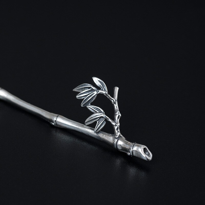 Genuine 925 Sterling Silver Hair Stick Thai Silver Bamboo Hair Jewelry Traditional Chinese Hair Accessories for Girl