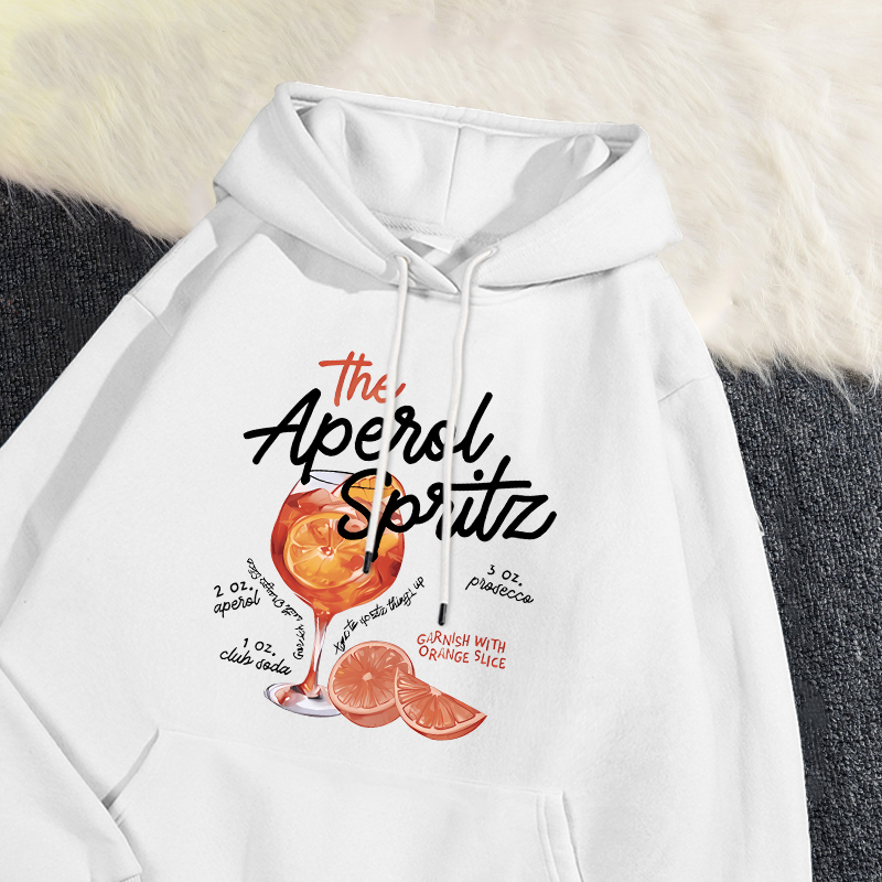 Sweat à capuche d'hiver pour femme The Aperol Spritz rétro Cocktail impression sweat poche ample polaire pull Kawaii vêtements de sport