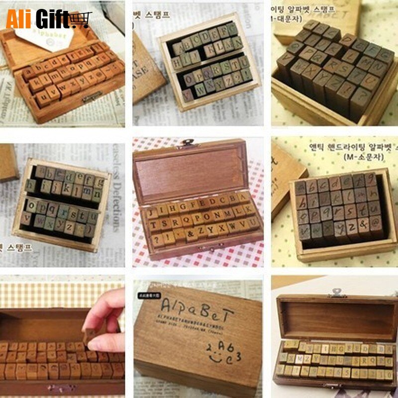 Anglais Cursive Digital Wooden AlPhaBet Seal Set Standardized Rubber Stamps English Letter Stamp Craft Supplies for Card Making