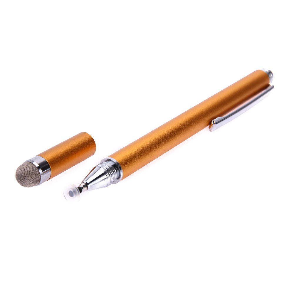 2 in 1 kapacitiv pen touch screen tegnepen stylus med ledende touch suger mikrofiber touch hoved til tablet pc: Guld