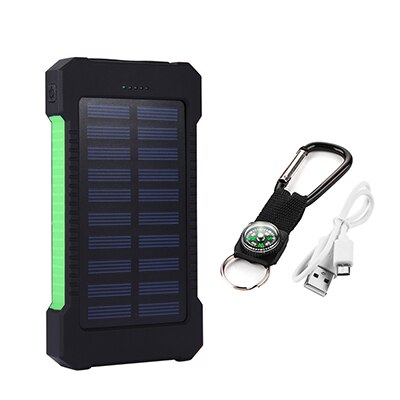 Pour XIAOMI Iphone 6 7 8 20000mah Portable batterie Portable solaire 20000mAh batterie externe double Ports powerbank chargeur chargeur Mobile: Vert