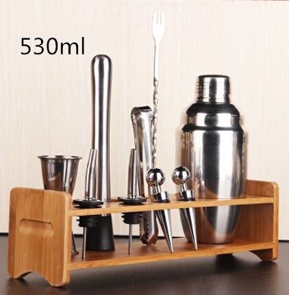 350ml/530ml/700ml rostfria bar cocktail shaker set party mixer set med träställ: Typ 2