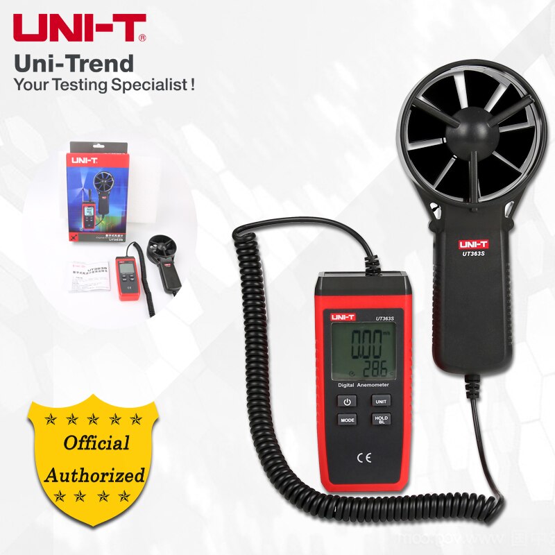 UNI-T UT363S Digitale Anemometer; Hoge Precisie Anemometer, Windsnelheid/Air Temperatuur Tester