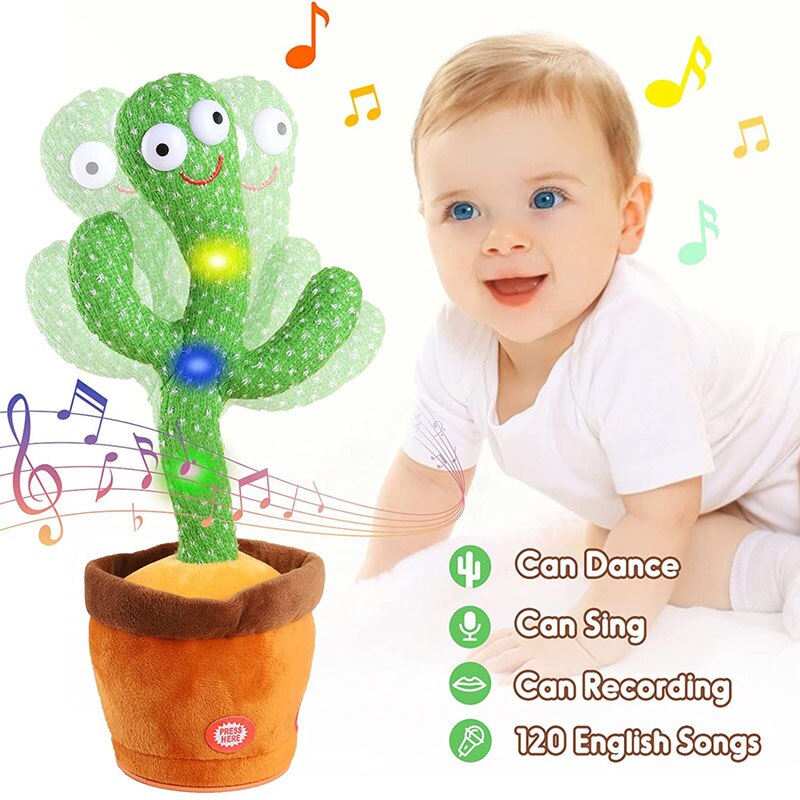 cactus dansant usb Rechargeable avec son en espagnol pour bébés, jouet Parlant russe