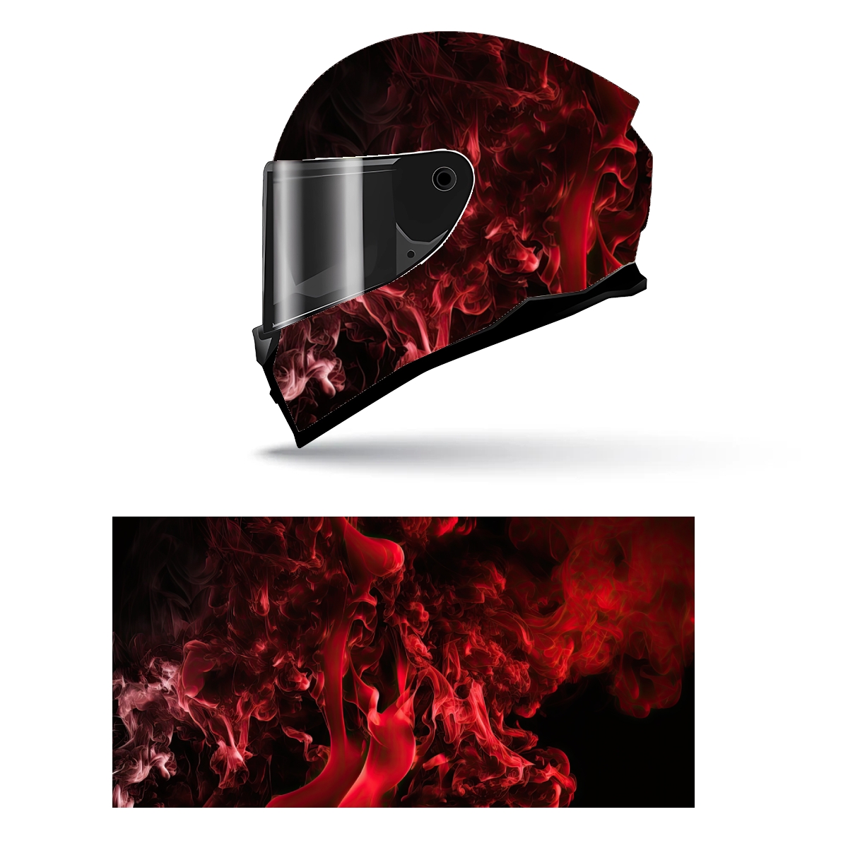 Abstract Red Smoke Full Helmet Wrap Sticker Motorcycle Helmet Racing Graphic Decal Vinyl Wrap Helmet Decorative Sticker: XL / green