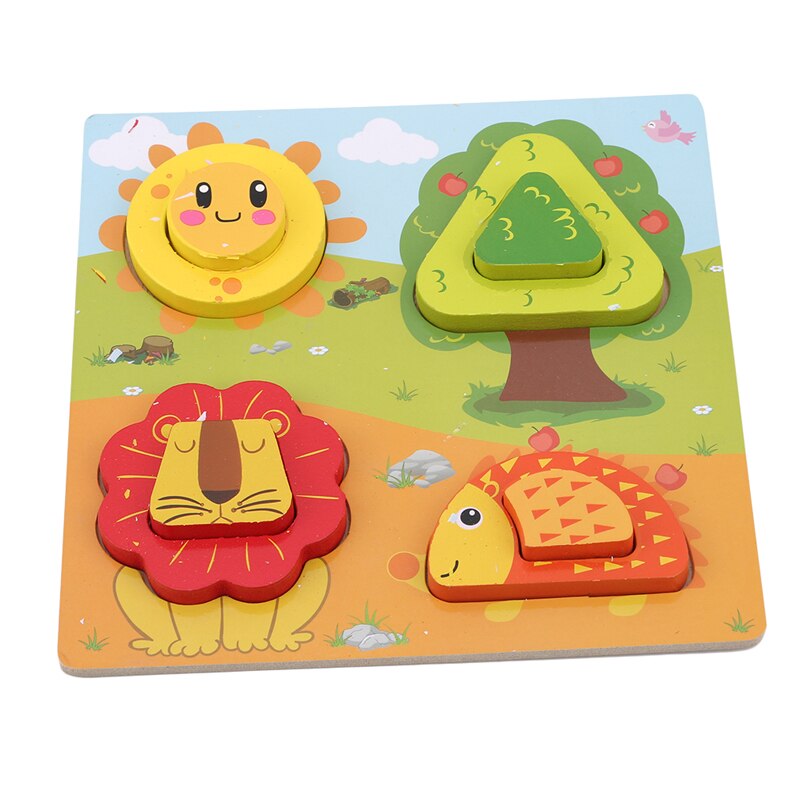 Houten Puzzel Houten Speelgoed Voor Kinderen Cartoon Dier Puzzels Intelligentie Kids Kinderen Educatief Speelgoed: Lion Zoo