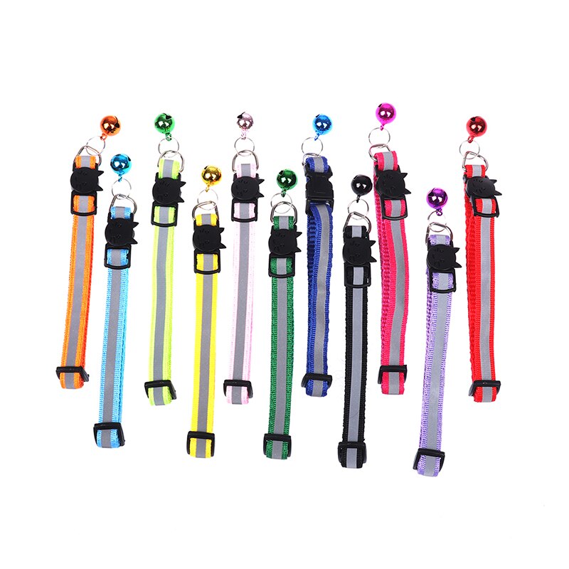 1PC breloque réfléchissante et cloche chat collier de chien sécurité élastique réglable produit pour animaux de compagnie