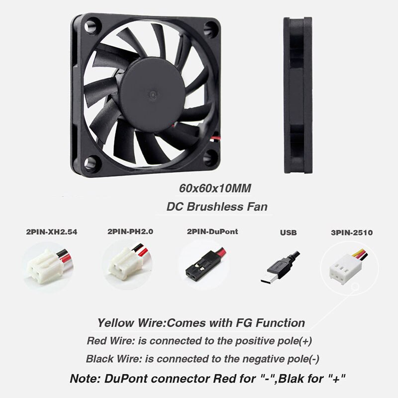 2 Stuks 5V 12V 24V 60Mm 6010 Dc Fan 60X60X10Mm 6cm Cooling Koeler Fan Computer Pc Cpu Case Cooling Kogellager Fan