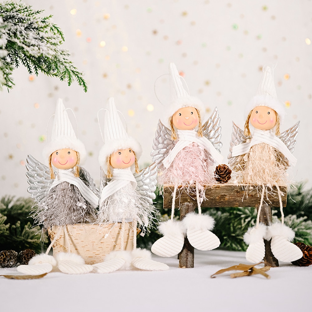 Christmas Feather Sequins Angel Doll Chrismas Tree Decoration Hanging Ornaments Atmosphere Decoration Props