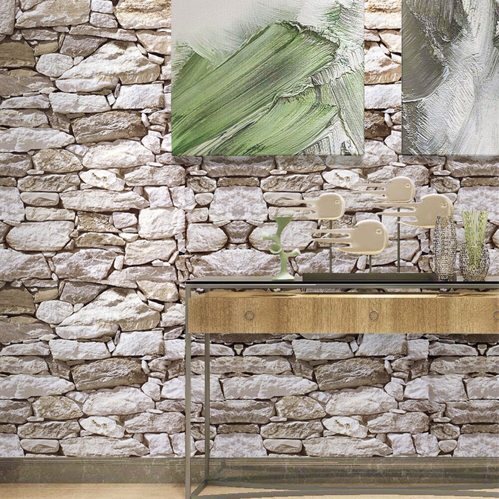 Home Decor 3D PVC Wood Grain Wall Stickers Paper Brick Stone wallpaper Rustic Effect Self-adhesive Home Decor Sticker Room