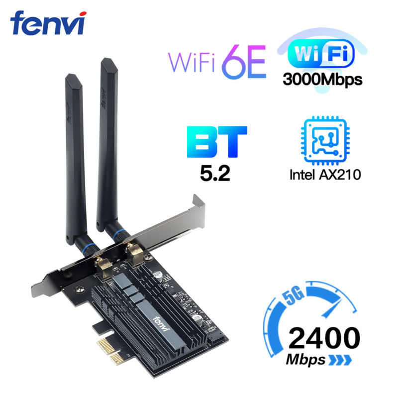 Tri Band 2.4G/5G/6Ghz Wi-Fi 6E Intel AX210 Wireless PCIE Network Card Adapter 802.11AX For Bluetooth 5.2 WiFi Card windows 10 PC: FV-AXE3000S