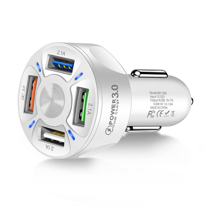 4USB Quick Car Charger Voor Mobiele Telefoon Universele Dual Usb Adapter Voor Iphone 11 Pro Max Mini Adapter Voor Xiaomi samsung