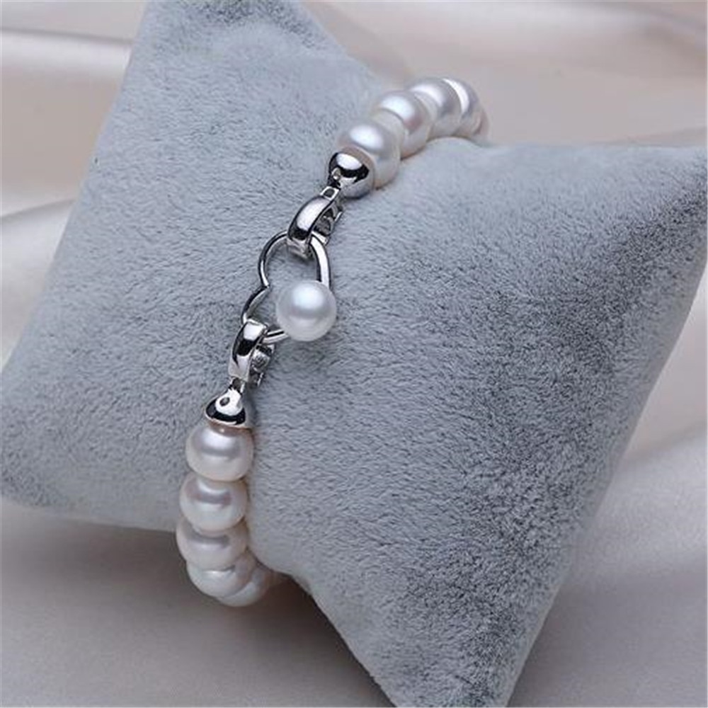 YKNRBPH Women's Exquisite Pearl Bracelet S925 Sterling Silver Bride Weddings Jewelry Charm Bracelets