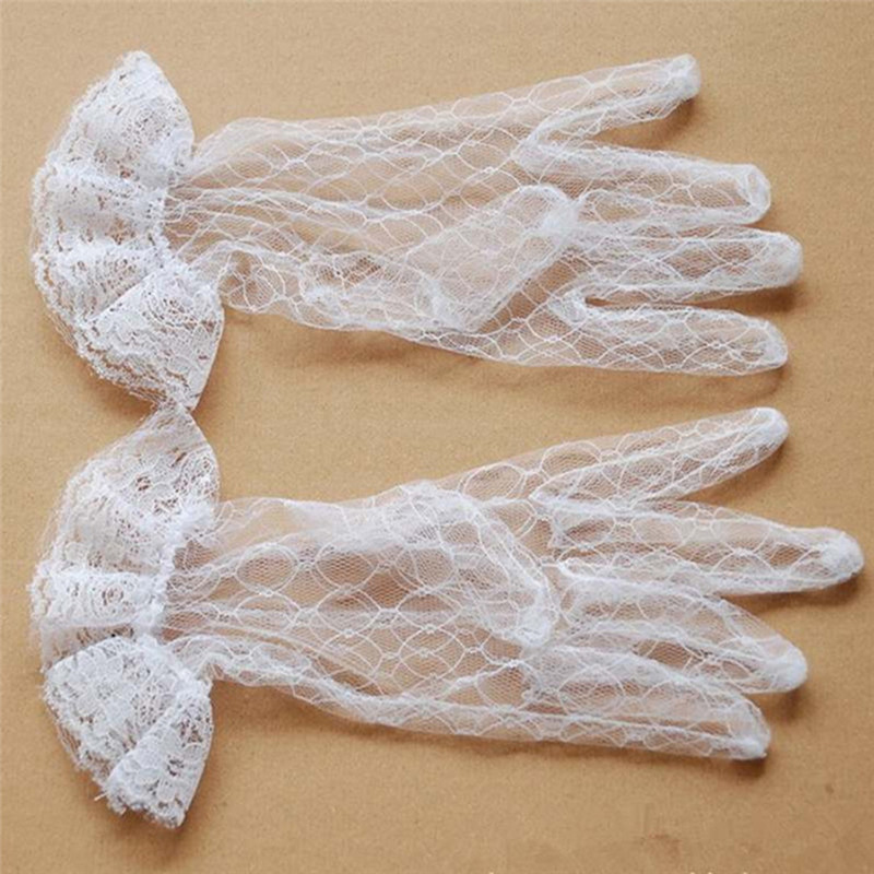 Guantes cortos de Boda Para novia, de encaje, corto Beige, Accesorios baratos Para Boda: Marfíl