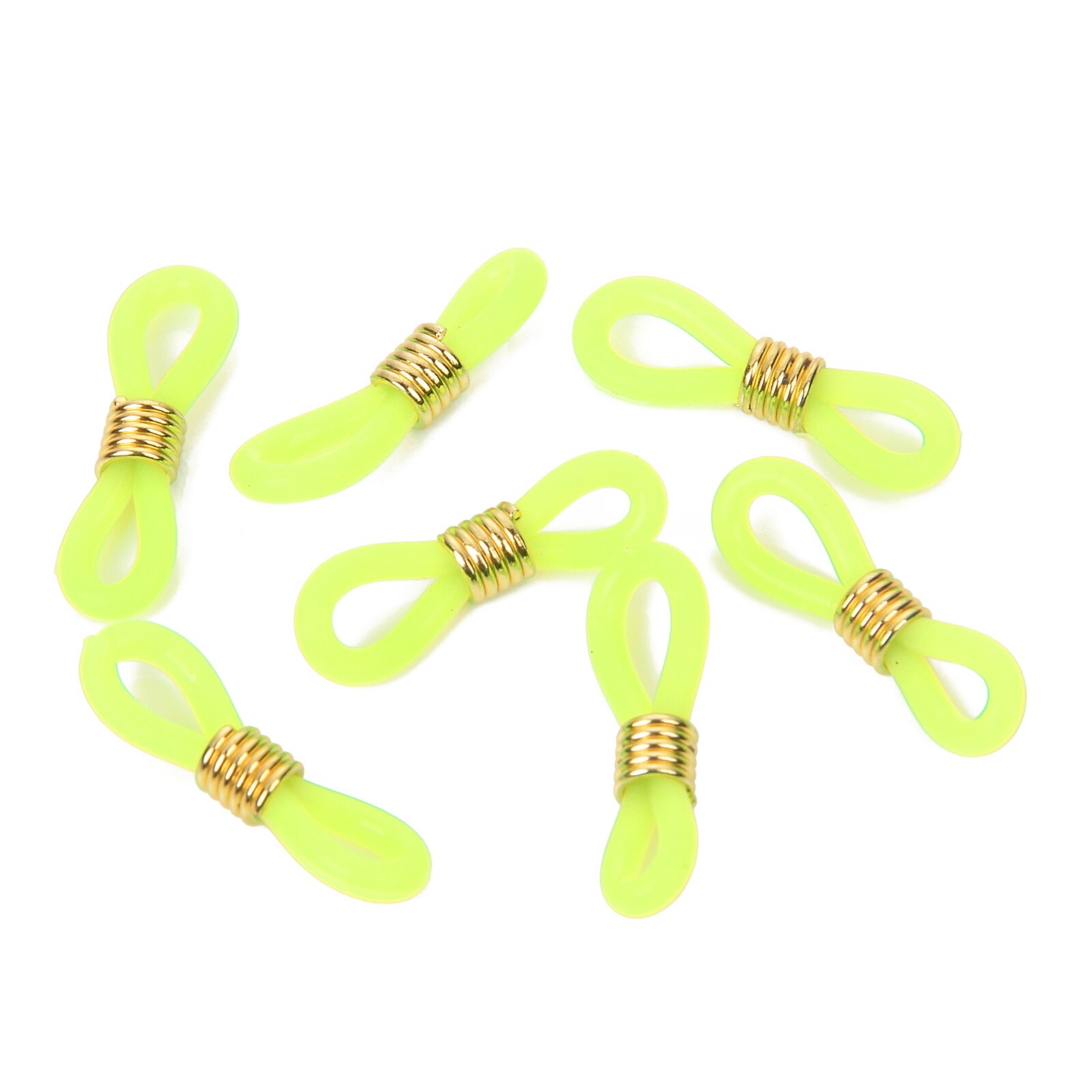 50 sztuk 22x11mm 18 kolory łańcuszek do okularów gumy silikonowej stop złota kołatka antypoślizgowe okulary okulary klamra DIY akcesoria: Lemon Green