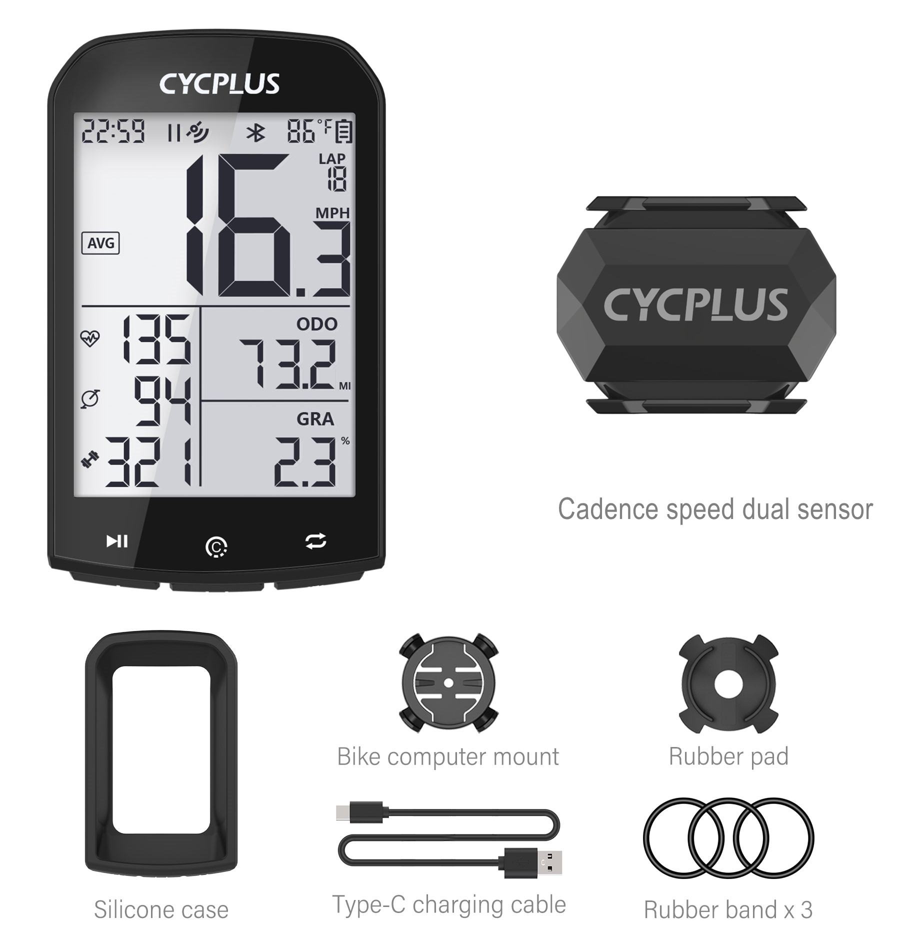 CYCPLUS M1 GPS Fietscomputer Fietsen Snelheidsmeter Bluetooth 5.0 ANT + Ciclismo Snelheidsmeter voor Garmin Zwift Fietsaccessoires