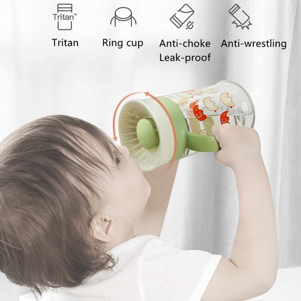 Bc babycare 260ml babykopper kan drejes magisk kop børn lækagesikker 360 ° drikkevand flaske ergonomisk håndtag kop bpa fri
