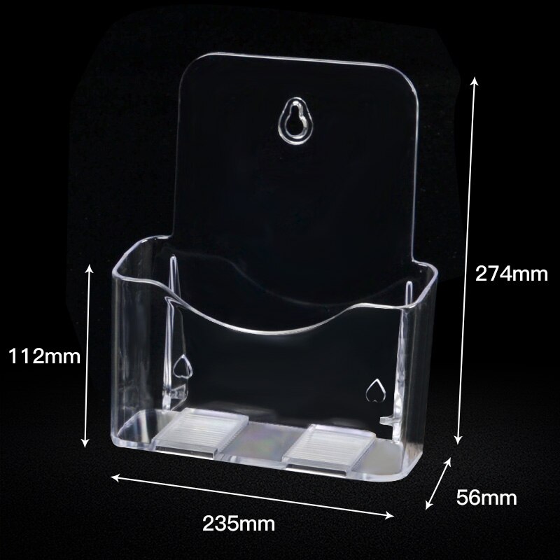 1 Layer A4 Plastic Brochure Phamplet Literature Display Holder Stand to Insert Leaflet Can be Wall Mount or on Desktop 2pcs