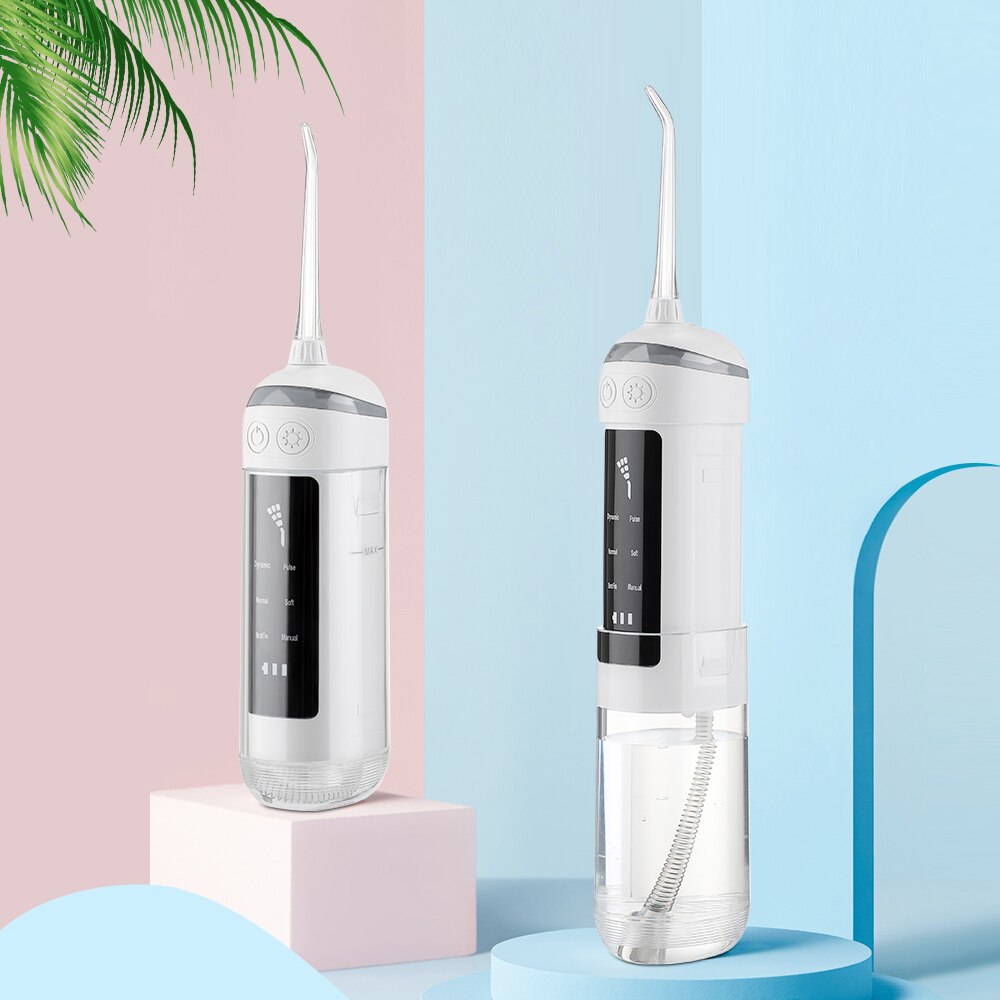 Tragbare Wasser Flosser Oral Irrigator Zahn Zahnseide Zähne Reiniger Mund Waschmaschine Wasser Jet wählen 6 Reinigung Modi 4 Düsen