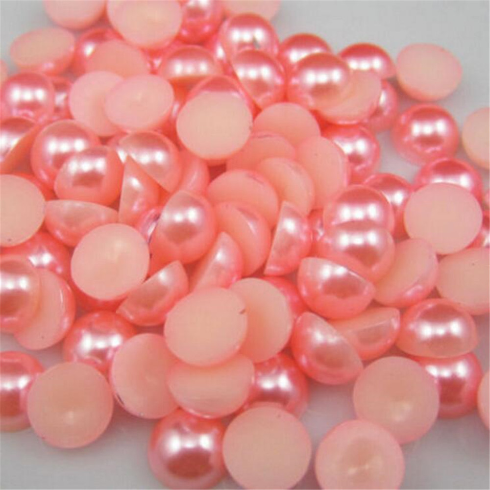 Size 1.5mm-14mm Lt Pink Color Half Round Flatback Pearl Bead Loose DIY ABS Plastic Imitation Half Pearl Nail Arts Decoration