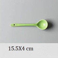 2 PC Colorful Ceramic Spoons Japanese And Korean Colorful Small Spoon Restaurant Spoon White Soup Spoon: D