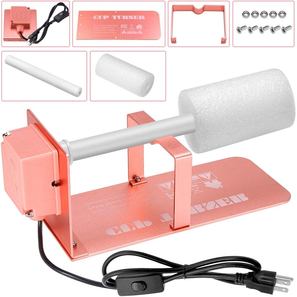 Cup Turner for Crafts Tumblers - Electric Cuptisserie Tumbler Spinner Machine with 2 Ways Rotation Silent Motor 2 Forms for DIY