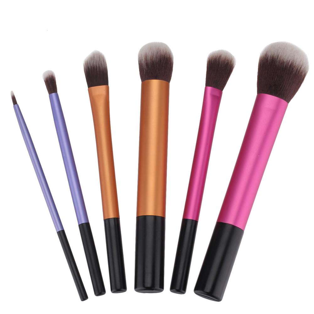 6Pcs Pro Make-Up Kwasten Set Oogschaduw Lip Liner Brush Powder Foundation Blush Buffing Brush Cosmetische Tool