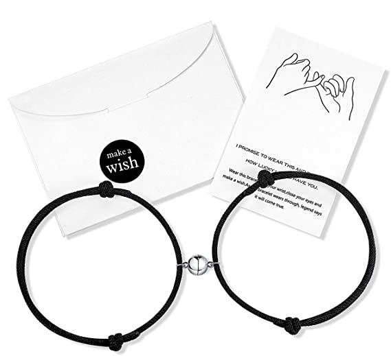 2 Pcs/set Magnet Couple Bracelet Stainless Steel Friendship Charm CBracelet Long-Distance Jewelry for Valentine's Day