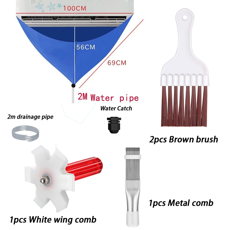 Kit de cubierta de limpieza de aire acondicionado, bolsa de limpieza a prueba de agua y suciedad para herramientas de limpieza de aire acondicionado montadas en la pared del hogar: Azul