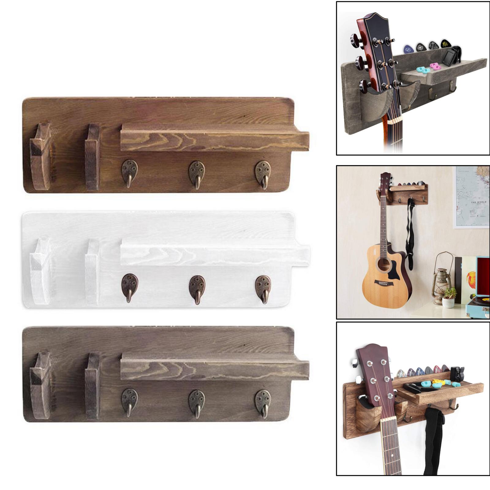 Support de guitare mural rustique support d'affichage étagère de suspension et 3 crochet