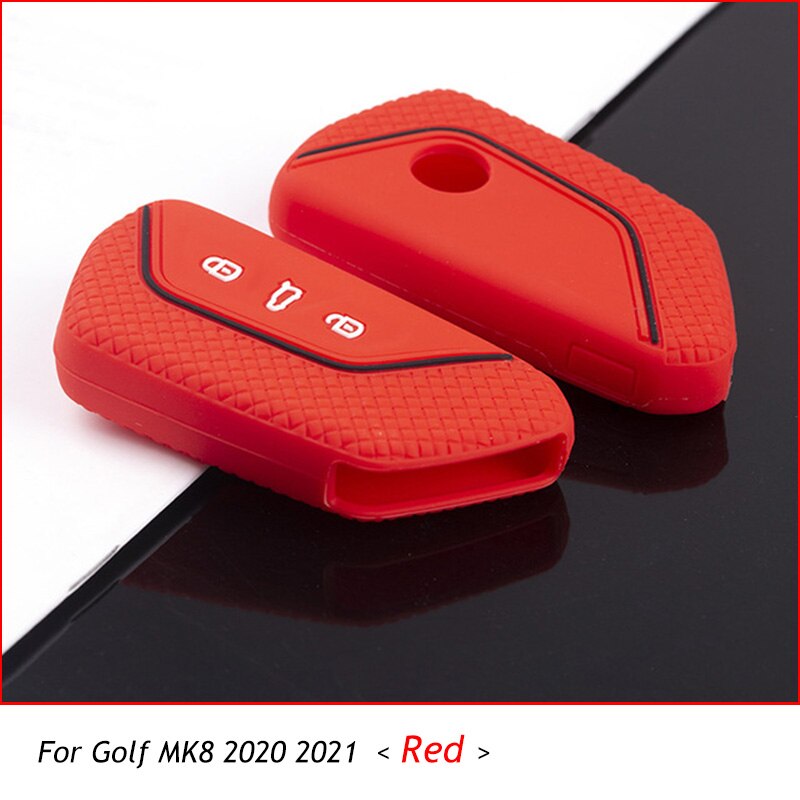 Car Keyless Remote Key Case Smart Key Cover For Seat Keychain Key Fob Cover For VW Golf 8 MK8 Accessories: Red