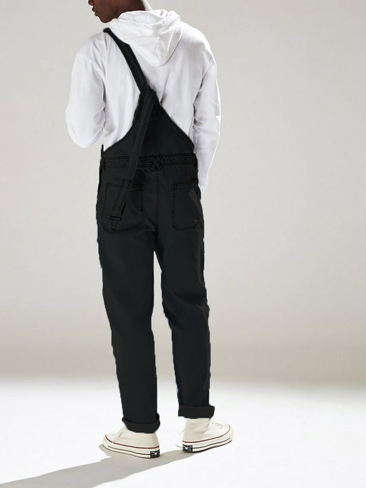Street hipster jumpsuit European and American men strap denim jeans brand high quailty high waist plus size