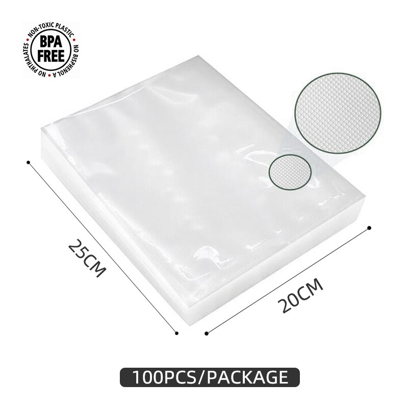 ROSPEC BPA Free Vacuum Storage Bags Kitchen Dry Wet Food Vacuum Sealing Bags Fruit Vaccum Sealer Packer Fresh-Keeping Bags 20*25: 20X25-100