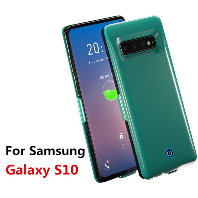 KQJYS 7000mAh chargeur de batterie de batterie cas pour Samsung Galaxy S10 boîtier de batterie couverture de charge de secours externe pour Galaxy S10: Green