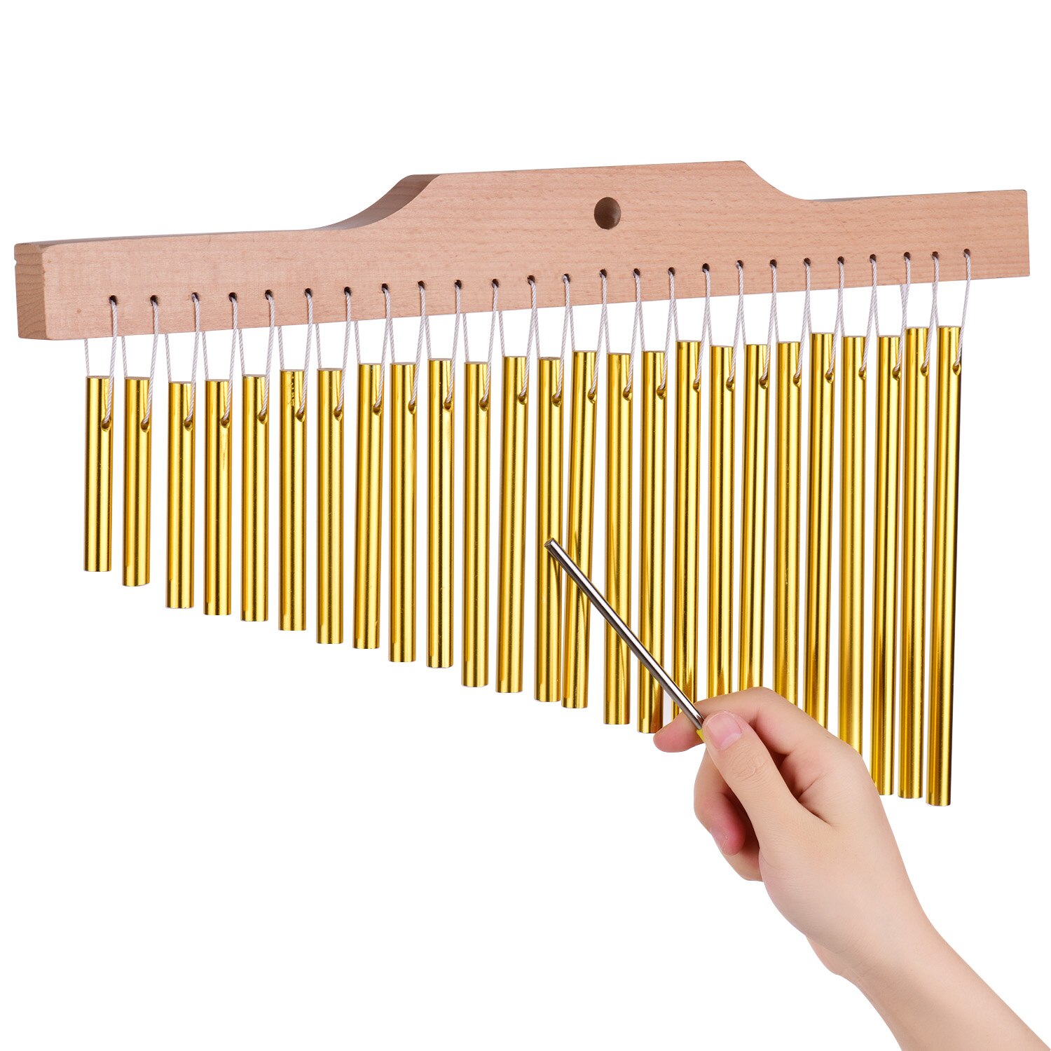 25 bar chimes guld aluminiumslegering træ bar – Grandado