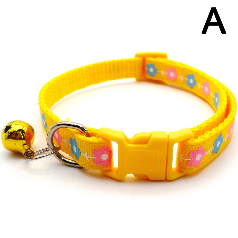Collier réglable pour chien et chat, imprimé de fleurs, avec cloche, boucle de sécurité universelle, accessoire pour animaux de compagnie, nouveauté: A