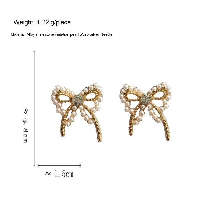 Korean Style Imitation Pearls Bow Clip on Earrings Female Simple Sweet Small Butterfly Clip Earrings No Ears Hole