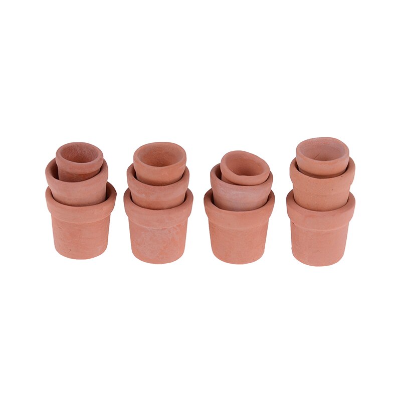 12pcs Mini Red clay Flowerpot Simulation Garden Flower Pot Model Toy For 1/12 doll house Miniature Accessories