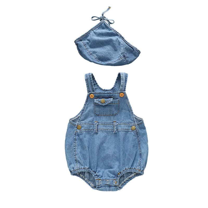 Monos de bebés chicos y niñas, ropa vaquera para bebés de 0 a 3t, de dos piezas, de una pieza + sombreros, monos infantiles con sombrero