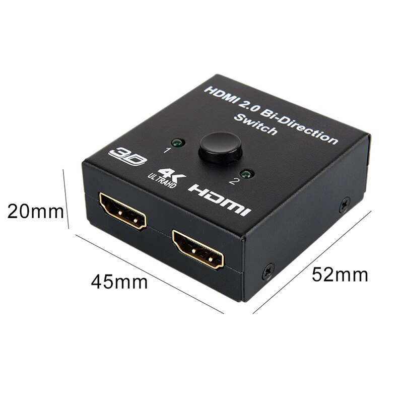 4K X 2K Hdmi-Compatibel 2 Poorten Bi-Directionele Schakelaar 1X2 Splitter/2X1 Switch Hdmi-Compatibel Switcher Splitter Ultra