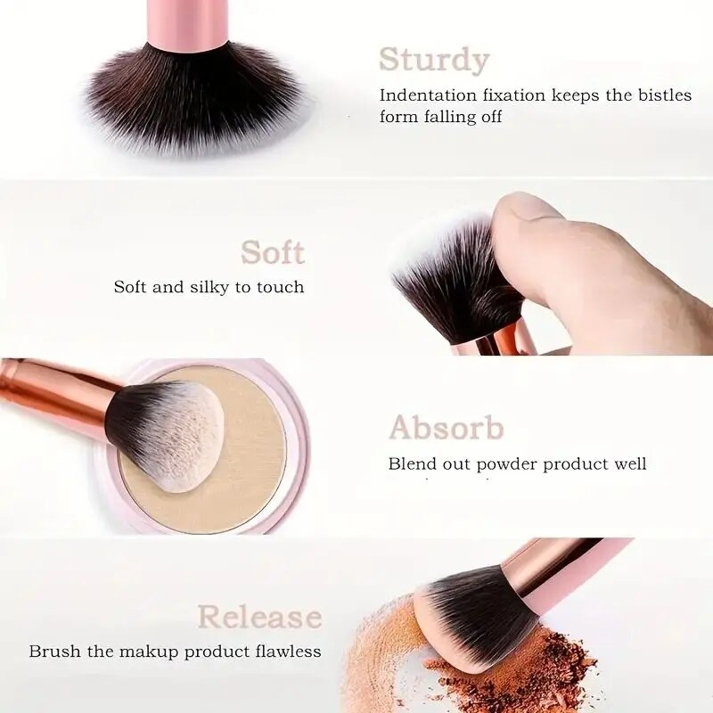 10 Uds. Brochas de maquillaje de mármol, base Kabuki sintética Premium, mezcla de polvos faciales, colorete, correctores, brochas para sombras de ojos