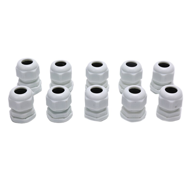 10Pcs Wartel Nylon Waterdichte Entry IP68 PG16 Voor M12 * 1.5M Metalen Waterdichte Joint Connector Jiont Outlet vergrendeling Connector: White