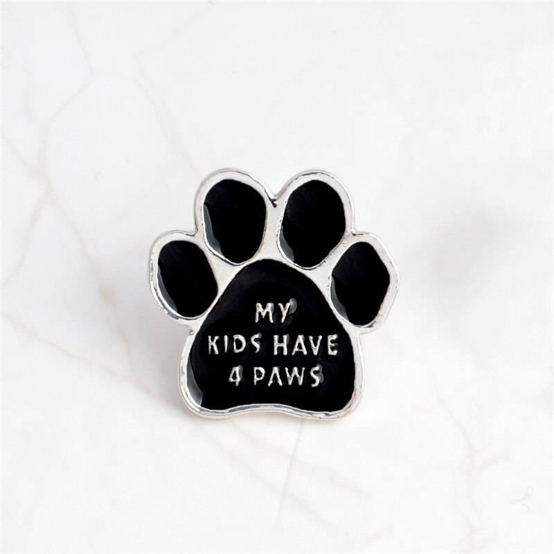 Söt tecknad svart djur husdjur hund tass katt kattunge klo brosch jag älskar mina hundar som räddade vem mina barn har 4 tassar nål märke 1pc: 3