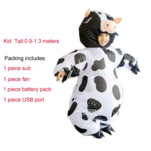 Aufblasbare Kuh Kostüm für Erwachsene Frauen Männer Kind Junge Mädchen Halloween Party Karneval Cosplay Kleid Schlag hoch Anzug Ebene Maskottchen Outfit: Kind Kuh